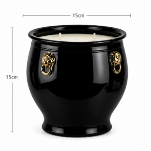 Imperial Lion Black Gold Ceramic Candle