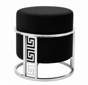 Eros Black Velvet Nickel Stool
