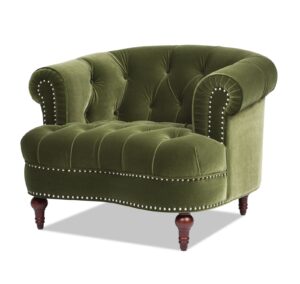 Galliano Green Velvet Oak Sofa