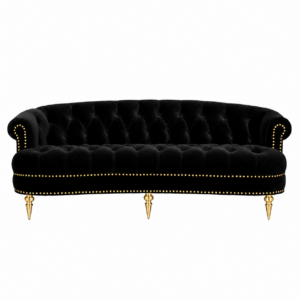 Galliano Black Velvet Gold Sofa