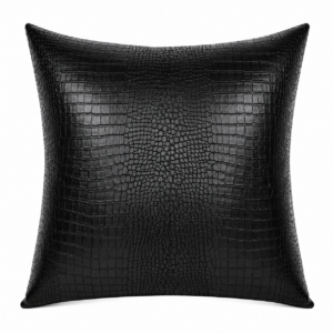 Lagerfeld Black Cowhide Leather Cushion 50cm