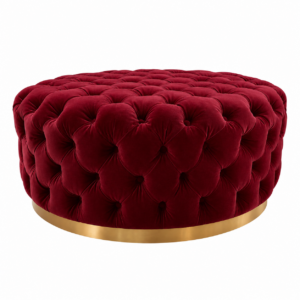 Regency Rouge Velvet Brass Ottoman 120cm