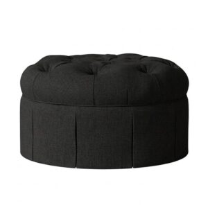 Imperial Black Linen Ottoman