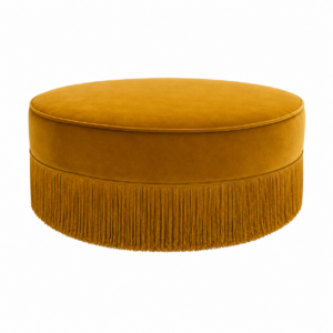 Seville Mustard Velvet Fringe Ottoman