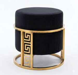 Eros Black Velvet Brass Stool