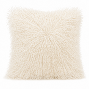 Ivory Mongolian Fur Cushion 50cm
