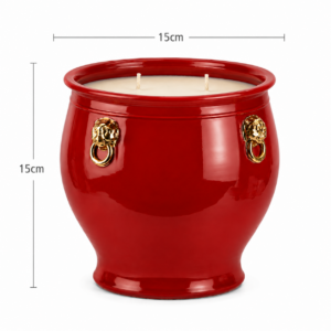 Imperial Lion Red Gold Ceramic Candle
