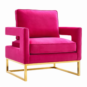 Altro Fuchsia Pink Velvet Brass Armchair