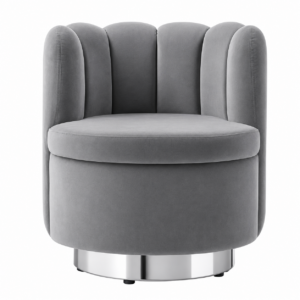 Demure Grey Velvet Chrome Chair