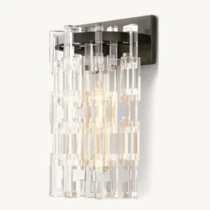Modern crystal wall sconce with geometric design.