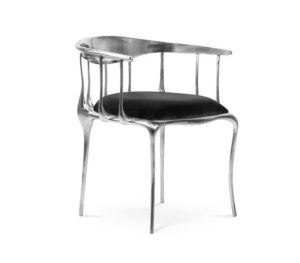 Fortuna Black Velvet Nickel Dining Chair