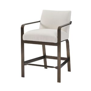 Aldridge White Linen Bronze Counter Stool