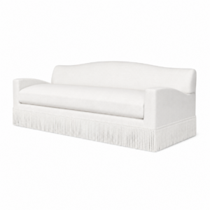 Laurent White Linen Fringe Sofa