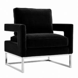 Altro Black Velvet Nickel Armchair