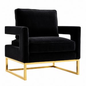 Altro Black Velvet Brass Armchair