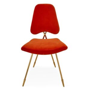 Adler Orange Velvet Brass Dining Chair