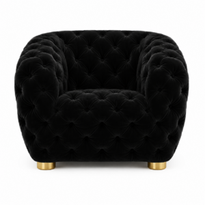 Mademoiselle Black Velvet Brass Armchair