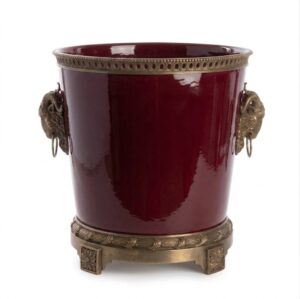 Regal Deep Red Ceramic Brass Planter