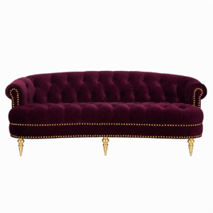 Galliano Burgundy Velvet Gold Sofa