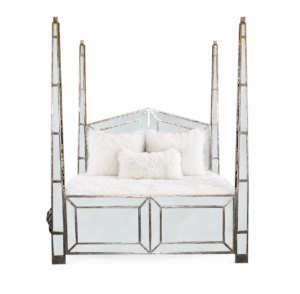 Versailles Mirror Antique Silver King Bed