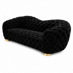 Mademoiselle Black Velvet Brass Sofa 320cm