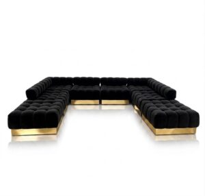 Rockwell Black Velvet Gold Sectional Sofa