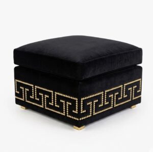 Meander Black Velvet Brass Ottomnan