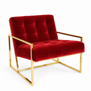 Goldfinger Rouge Velvet Brass Armchair