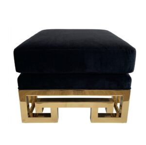Helios Black Velvet Brass Ottoman