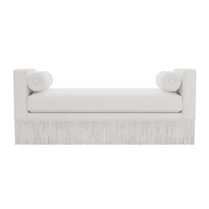 Orlando White Linen Fringe Bench