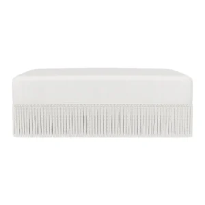 White fringed ottoman with modern design
