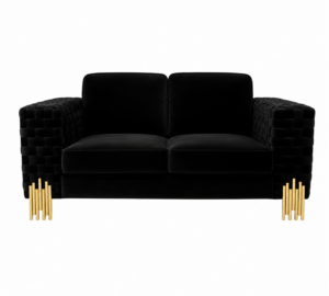 Clement Black Velvet Gold Sofa 181cm