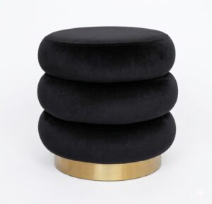 Marshmallow Black Velvet Gold Stool