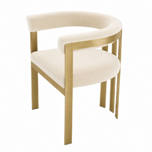 Club Cream Velvet Brass Dining Chair