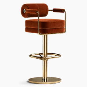Denalli Rust Velvet Brass Counter Stool