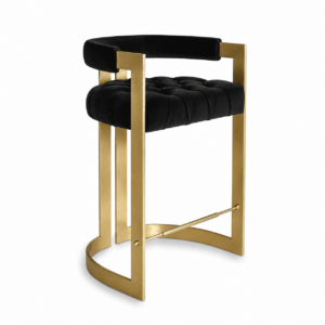 Clubhouse White Velvet Gold Counter Stool