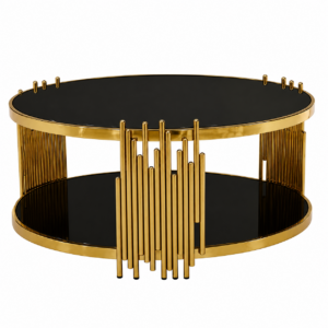 Clement Brass Black Glass Coffee Table 100cm