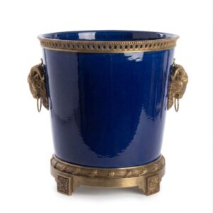 Regal Blue Ceramic Brass Planter