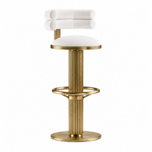 Alameda White Velvet Brass Counter Stool