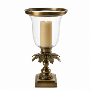 Las Palmas Glass Antique Brass Hurricane