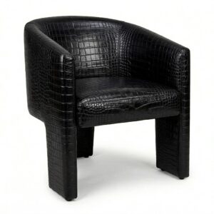 Halston Black Crocodile Leather Dining Chair