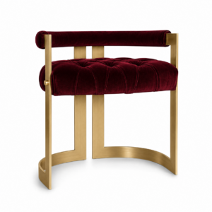 Clubhouse Dark Rouge Velvet Brass Dining Chair