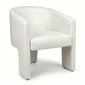 Halston White Crocodile Leather Dining Chair
