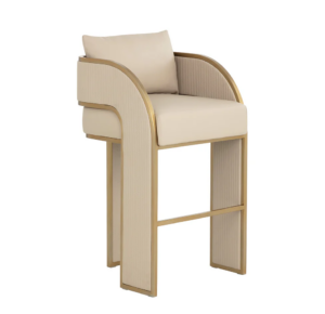 Lagonda Cream Leather Gold Counter Stool