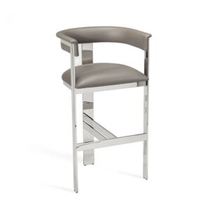 Werstler Grey Leather Chrome Counter Stool