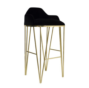Huricon Black Velvet Gold Counter Stool