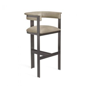 Werstler Beige Leather Bronze Counter Stool