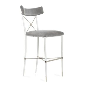 Ryder Light Grey Velvet Nickel Counter Stool