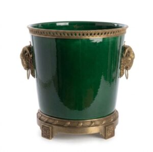 Regal Emerald Ceramic Brass Planter