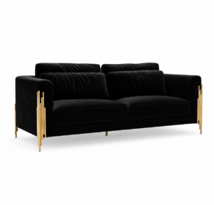 Divani Black Velvet Gold Sofa